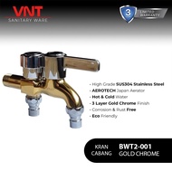 MESIN VNT Double Branch Water Faucet 1/ 2 Inch BWT2-001 Wall Mounted Garden Washing Machine Faucet