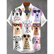 Men's summer new short sleeved stand up collar 3D printed shirt casual plus size top, suitable for s