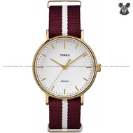 TIMEX TW2P98100 Unisex Analog Watch Fairfield 37mm Slip Thru Nylon Strap Red *Original