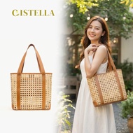 CISTELLA - Women's Bailey Rattan Bag Genuine Leather Rattan Bag Aesthetic Tote Bag Women's Handbag W