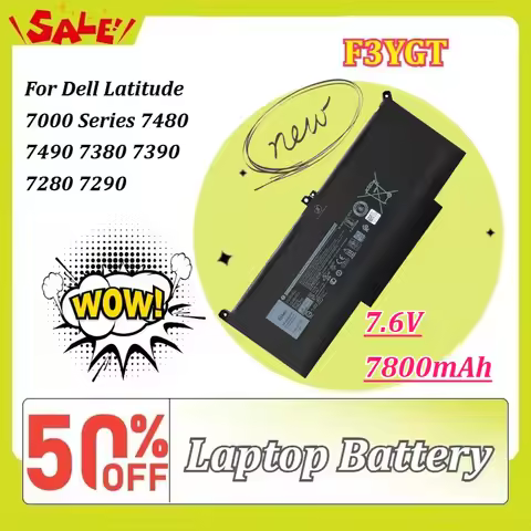 New 7.6V 7800mAh 60Wh Replacement F3YGT Laptop Battery for Dell Latitude 7000 Series 7480 7490 7380 
