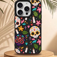 1pc Halloween Skeleton Candle Pattern Litchi Texture Waterproof Shockproof Anti-Slip Soft Phone Case