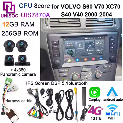 Carplay Android 13.0 12G+256G 8Core GPS Car Android Player Wifi multimedia For VOLVO S60 V70 XC70 XC