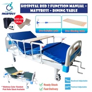 [ Same-Day Delivery ] Manual Hospital Bed 2 Function (M02) + Mattress + Dining Table ( Katil Hospita