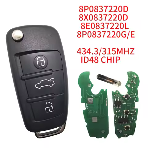 315/433Mhz Remote Car Key For Audi Q7 B7 Q3 A3 TT A2 A8 A6 A6L A4 S5 C5 C6 B6 A4L A5 Q5 S RS S1 8X08