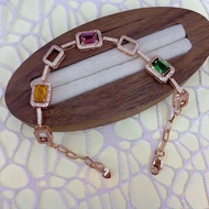 2024 Spring New Style S925 Silver Plated Rose Gold Inlaid Grade A Tourmaline Bracelet JB7168-2 5 * 7