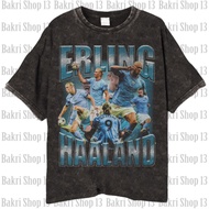 Norwegia Erling HAALAND T-shirt/ Vintage Wash Erling Haaland Manchester City Unisex Football shirt