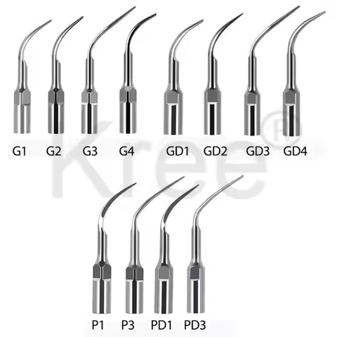 5pcs G1,G2,G3,G4,P1,P3 Dental Scaler Tips Fit E*S Wo**pecker Ultrasonic Scaler Handpiece Dental Ultr