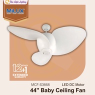 MILUX MCF-S3668 44" 44 Inch 3 Metal Blade Reversable Remote Control SIRIM DC Motor LED Ceiling Baby 
