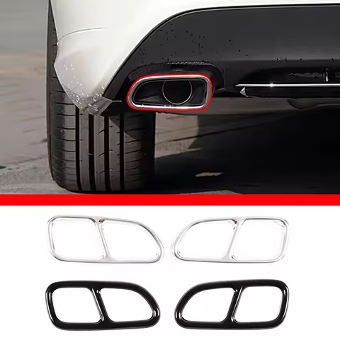 Stainless Steel Exhaust Pipe Decor Trim For Mercedes Benz CLA C117 SLK 2009-2016 2 Pcs Polished Tail