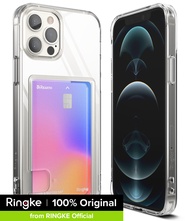 Ringke Fusion Card เข้ากันได้กับ iPhone 12 Pro Max Case (2020) เคสกันกระแทกใสพร้อมที่ใส่การ์ดในตัวพร้อมสายรัดข้อมือ