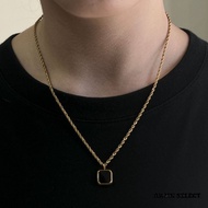 {AKZIN Selection} Square Gold Necklace Pendant Accessories Wear European American Men Women Style