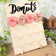 Large Wooden Donut Wall Display Stand 16pcs Donut Pegs Doughnut Holder Wedding Happy Birthday Decor 