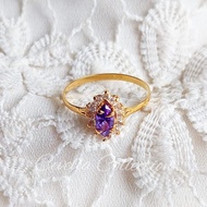UNGU 1 Gram Light Gold Purple Gem Adult Ring