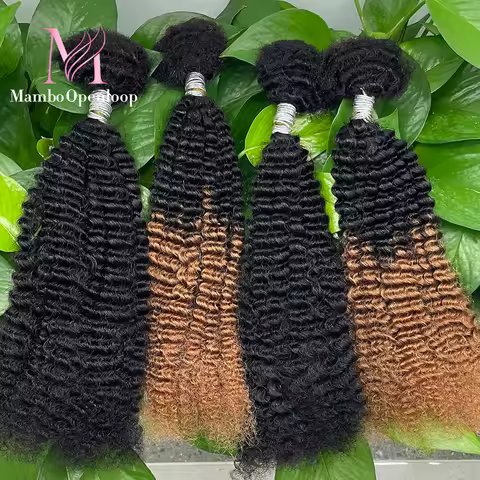 T1B-30 4C Afro Kinky Bulk Human Hair 16inch Afro Kinky Curly Human Braiding Hair Bulk for Twist Brai