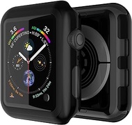 Punkcase for Apple Watch 44mm Bumper Case W/Build in Screen Protector | 9H Hardened Tempered Glass iWatch 5 Cover | Full Body Protection | Ultra Slim Design for Apple iWatch Series 5/4 (Black)