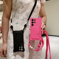 3 In 1 Combo Long Lanyard Card Slot Wallet Case For Samsung Galaxy A54 5G A14 A34 A53 A15 S24 S23 S2