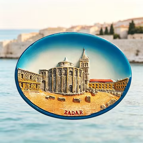 Croatia, Zadar, Saint Donatus, Church，3D Stereoscopic，Tourism souvenirs，Resin painting，Decoration ho