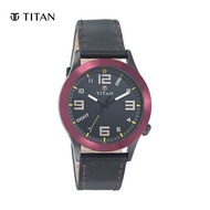 Titan Black Dial Leather Strap Men's Watch 9474KL04