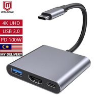 3 In 1 Hub Type C To HDMI Converter 4K USB 3.0 Charging Cable USB-C 3.1 Adapter