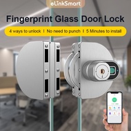 Punch-free fingerprint glass door lock with key smart door lock tempered glass lock office door lock