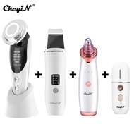 CkeyiN EMS Light Therapy Beauty Machine Facial Massager + Ultrasonic Skin Scrubber + Blackhead Remover + Nano Spray Face Steamer