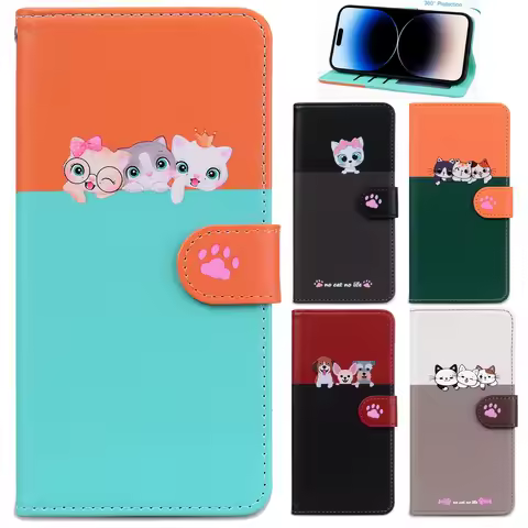 Cute Leather Case for iPhone 17 15 16 Plus Coque iPhone 14 13 11 Pro Max 12 6 7 8 SE X Cases Kawaii 