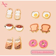 Coffee Bread Egg Yakult Milktea Hypoallergenic Women Earrings Kids Earrings Kids Accessories Jewelry
