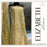 Bahan Kebaya Kain Brokat Tile Full Payet Elizabeth Warna Lime