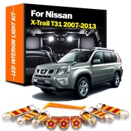 12Pcs LED Interior Reading Trunk Plate Light Kit For Nissan X-Trail Xtrail X Trail T31 2007 2008 2009 2010 2011 2012 2013 Accessories