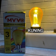 MYVO RAINBOW LAMPU LED BULB WARNA 3W MODEL PIJAR LAMPU HIAS  SNI MERAH KUNING HIJAU BIRU PINK CLEAR 