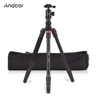 Andoer 153cm/60in Portable Camera Tripod Stand Aluminum Alloy with Detachable Monopod 360°Rotatable 