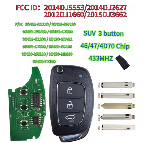 433MHZ ID46/47/70chip 95430-D3100/2W410/2W400/C7500/G2100/1RAB1/C7600/D3100/2W510/M0000/T7100 For Hy