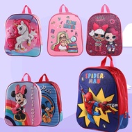 2-4 Years Kids Bag Shopping Bag Lol Unicorn Frozen Mickey Spiderman 3D School Bag Kids Backpack Preschool Nursery