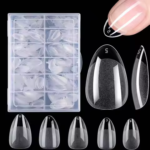 240pcs box Soft Gel Tips XS Almond False Nails Extension Artificial Nails Short Coffin Nails Press O