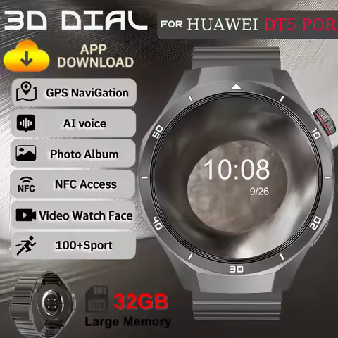 2025 For HUAWEI Watch T5 Pro GPS NFC Smart Watches Men 1.53"AMOLED 32GB APP Download MP3 TWS Bluetoo