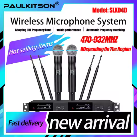 Paulkitson SLXD4D Professional Wireless Microphone System Automatic Scanning Uhf Handheld Dynamic Mi