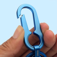 Titanium Real Chain Men Carbiner For Car Key Ring Holder Lightweight Toasted Blue Keychain EDC Best