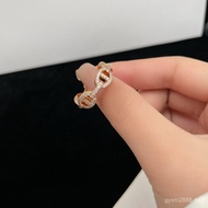 Majia Same Style Ring Full Diamond Pig Nose With Gift Box Thick Plated 18K White Gold/Rose Gold 925 