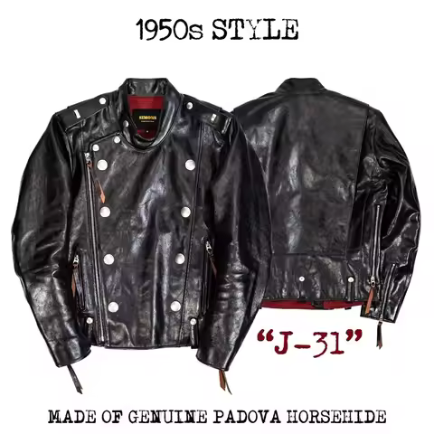 YR!Best.Top Brand Japanese real leather jacket.Classic Moto Rider J31 tea core horsehide coat.Luxury