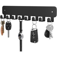 f Key Holder Wall Mount, Adhesive Key Rack with 8 Hooks Hanger for Car Key Ring, Metal Key Chain Org