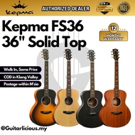 KEPMA FS36-EQ Elite Series 36 inch (3/4) Travel Solid Top Acoustic Guitar with AcoustiFex K-11 Picku