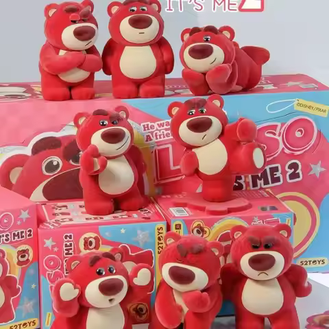 52toys Disney Lotso It's Me 2 Strawberry Bearsecond Generation Flocking Model Collection Desktop Dec