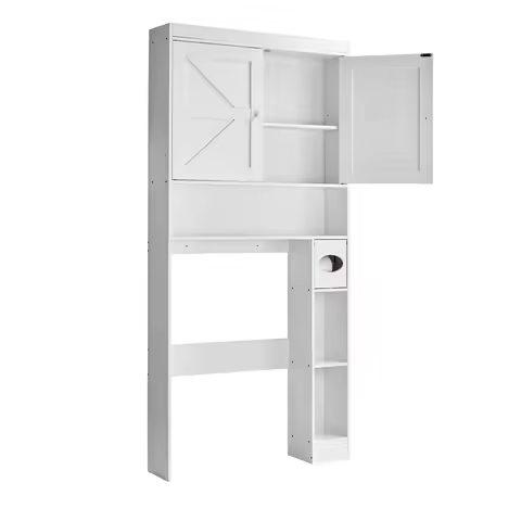 VEVOR Over The Toilet Storage Cabinet with Double Door and Adjustable Shelf Bathroom Space Saver Org