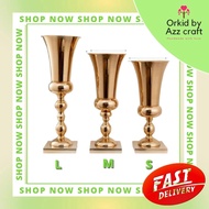 (azz craft) pasu kayangan pasu gold steel vase pasu piala,