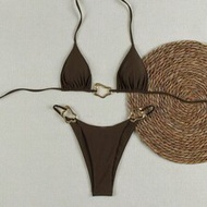 Polovedo Official New Arrival Spring/Summer Casual Sexy Halter Khaki Bikini Swimwear, ชายหาด Holiday