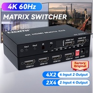 4K 60Hz HDMI Matrix 4x2 2x4 2x2 HDMI Switcher 4 Input 2 Output with Optical 3.5mm Audio Out for PC M