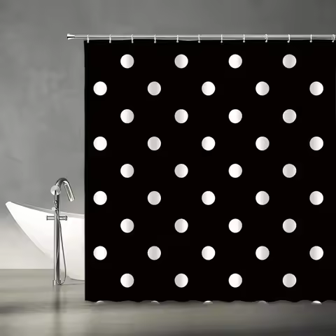 Polka Dot Shower Curtain Vintage Black and White Doodle Polka Dots Fashion Bathroom Curtains Decor P