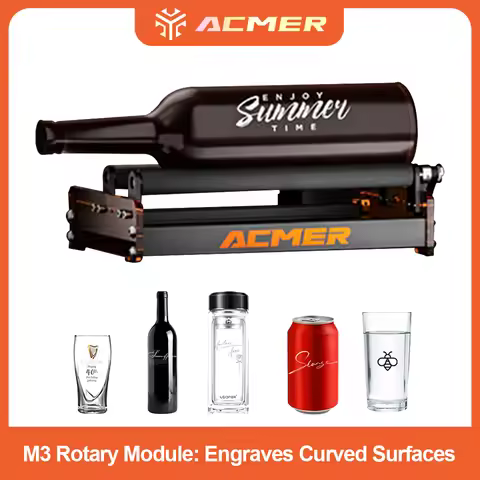 ACMER M3 Laser Rotary Roller Y-axis 360° Rotation 6–164 mm Engraving Diameter for Cylindrical Object