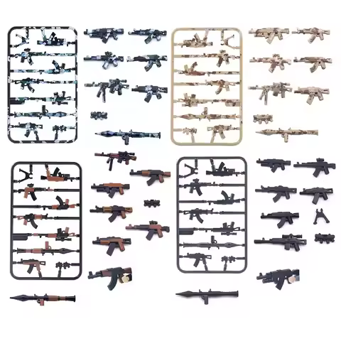 MOC Army AK47 RPG Painting Guns Minifigurin Soldiers Military Weapon Figures Army City Accessories B